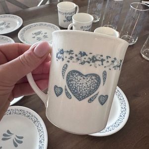 Blue Hearts (Corelle) by Corning; 4 Mugs